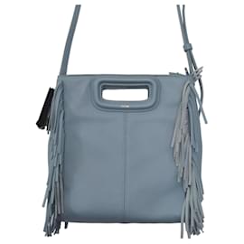 Maje Borsa a tracolla M in pelle blu con frange