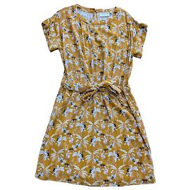 Autre Marque Marie Sixtine Sommerkleid Viskose Animalprint Senfgelb