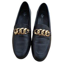 Autre Marque Galeries Lafayette Mocassini Pelle Nera Catena Oro