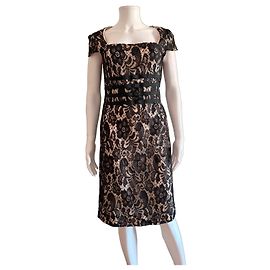 Moschino Cheap and Chic Kleid aus schwarzer Spitze mit Schleifen