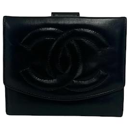 Chanel Vintage Large Coco Lammfell Bi-fold Portemonnaie