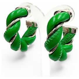 Orecchini Twist in pelle e argento sterling 925 Bottega Veneta
