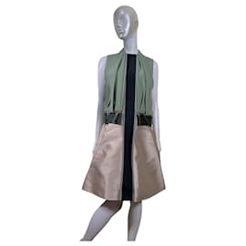 Vestido Colorblock Balenciaga con detalles en cuero