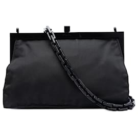 Prada Black Tessuto Kisslock Frame Chain Crossbody