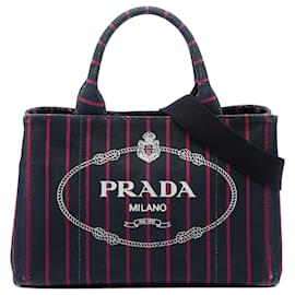 Borsa Prada Black Small Canvas Canapa Logo Stripes