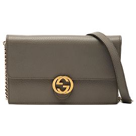 Portefeuille avec chaîne Gucci Brown Dollar Calfskin Interlocking G