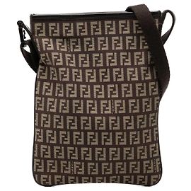Fendi Braun Zucchino Canvas Crossbody
