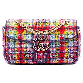 Borsa a tracolla Gucci Red Medium GG Marmont in tweed