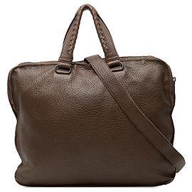 Bottega Veneta Brown Intrecciato Trimmed Cervo Business Bag