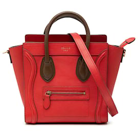 Céline Borsa Tote Luggage in pelle bicolore rossa nano Celine