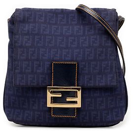Fendi Borsa a tracolla in tela Zucchino blu