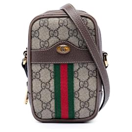 Gucci Beige GG Supreme Web Ophidia Double Zip Crossbody