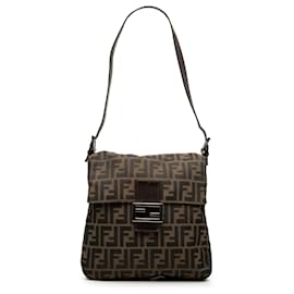Fendi Schultertasche aus braunem Zucca Canvas