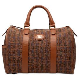 Bolsa Boston em canvas com logotipo impresso marrom Burberry