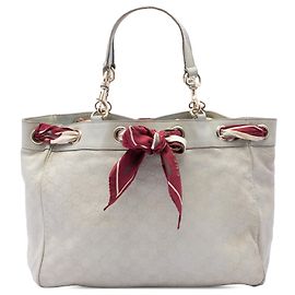 Borsa Tote Gucci bianca grande Guccissima Positano