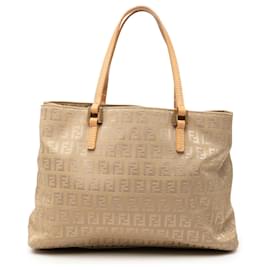 Fendi Beige Zucchino Canvas Shopping Tote