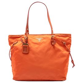 Tote in Tessuto con bordatura in Saffiano arancione Prada