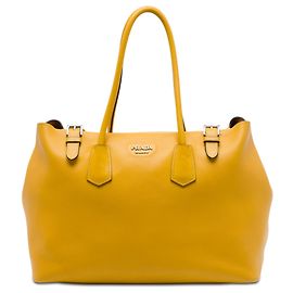 Bolsa Tote Prada Yellow City em couro de bezerro com fivela