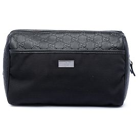 Clutch de nylon negro con ribete Guccissima Gucci