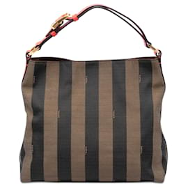Bolso de hombro Fendi en lona Pequin marrón