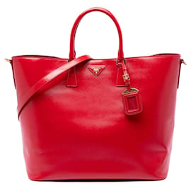 Borsa Tote Convertible Prada Red Saffiano Vernice