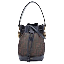Fendi Borsa a secchiello Mini Zucca Mesh Mon Tresor marrone