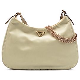 Borsa a tracolla con catena in Tessuto marrone Prada