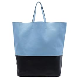 Borsa Tote Cabas Verticale in Pelle Bicolore Blu Celine - Céline
