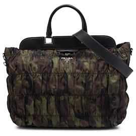 Borsa Prada Brown Tessuto Gaufre Camouflage Frame Satchel