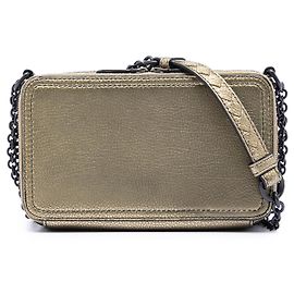 Borsa a tracolla Bottega Veneta in pelle metallizzata con rifiniture Intrecciato oro e doppia zip