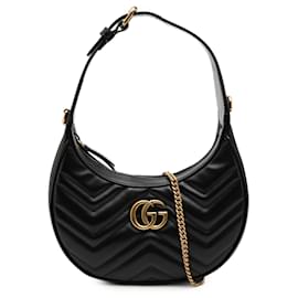 Borsa Gucci Black Mini GG Marmont Mezza Luna