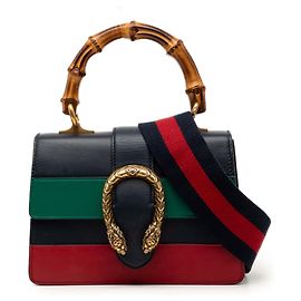 Borsa Dionysus Mini di Gucci in pelle di vitello blu con dettagli Web e bambù
