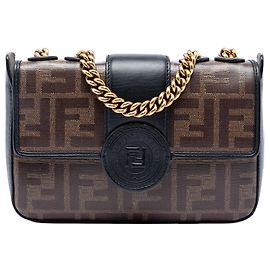 Fendi Marrone Mini FF 1974 Glazed Fabric Stamp Patch Crossbody