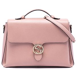 Borsa satchel Gucci Pink Medium Dollar Calfskin Interlocking G