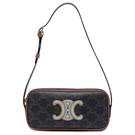 Celine Brown Mini Triomphe Kamera Tasche aus Leder und beschichtetem Canvas - Céline