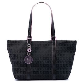 Fendi Black Zucchino Canvas Superstar Tote