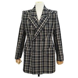 NUOVA GIACCA LUNGA BALENCIAGA HOURGLASS TARTAN 571279 M 38 IN LANA