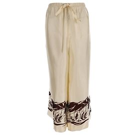 Pantalones Palazzo Khaite Phoebe con estampado de oso en seda beige