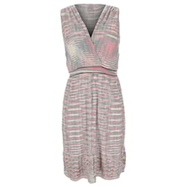 M Missoni Plunge Neck Midi Dress in Multicolor Viscose