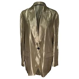 Einreihiger Blazer von Brunello Cucinelli aus metallischem Gold-Viskose