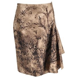 Autre Marque Falda midi estampada Valentino en seda marrón