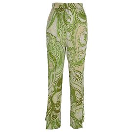 Pantaloni Etro con stampa paisley in seta verde