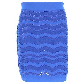 Mini gonna Missoni con motivo a zig-zag in viscosa blu
