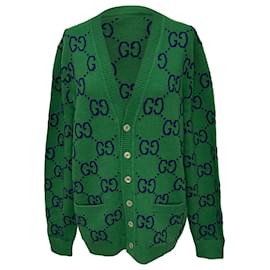 Gucci GG Strickjacke aus grüner Wolle
