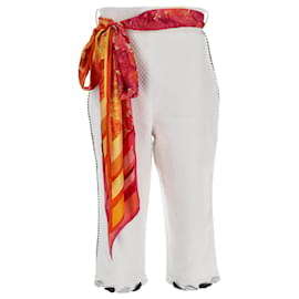 Zimmermann Gürtel-Straight-Leg Cropped Hose aus weißer Baumwolle