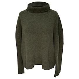 Nili Lotan Omaira Rollkragenpullover aus Olivenfarbener Lammwolle