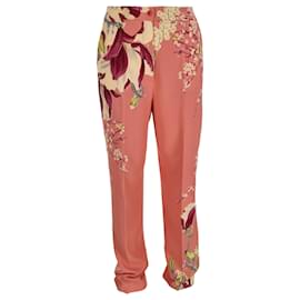 Calças Etro com estampa floral em viscose rosa