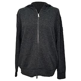 Felpa con zip Moncler in lana grigia