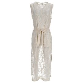 Vestido midi de encaje Zimmermann en nailon blanco