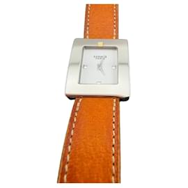 Hermès H Hour Stainless Steel Watch with Brown Leather Strap
